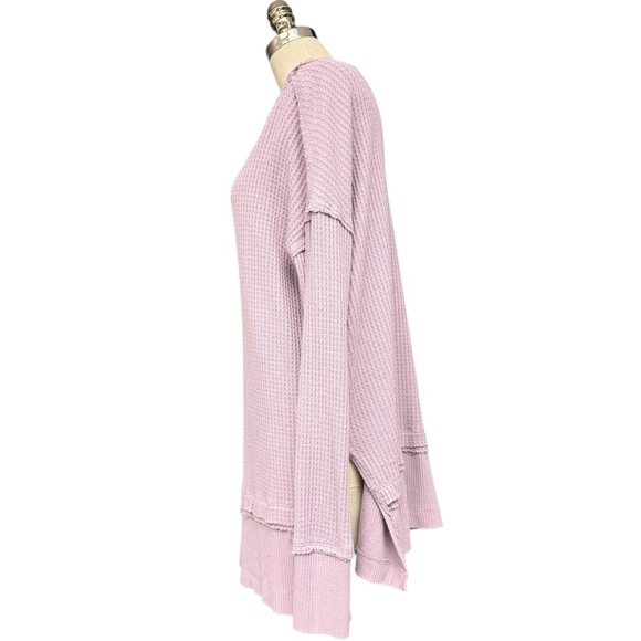 Free People We The Free North Shore Thermal Top Lilac Waffle Knit Medium EUC - Picture 4 of 9